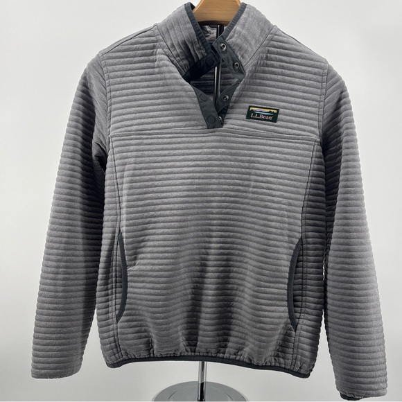 L.L. Bean Gray Ribbed Quarter-button up Sweater XS Pet sweater pullover - Picture 1 of 10